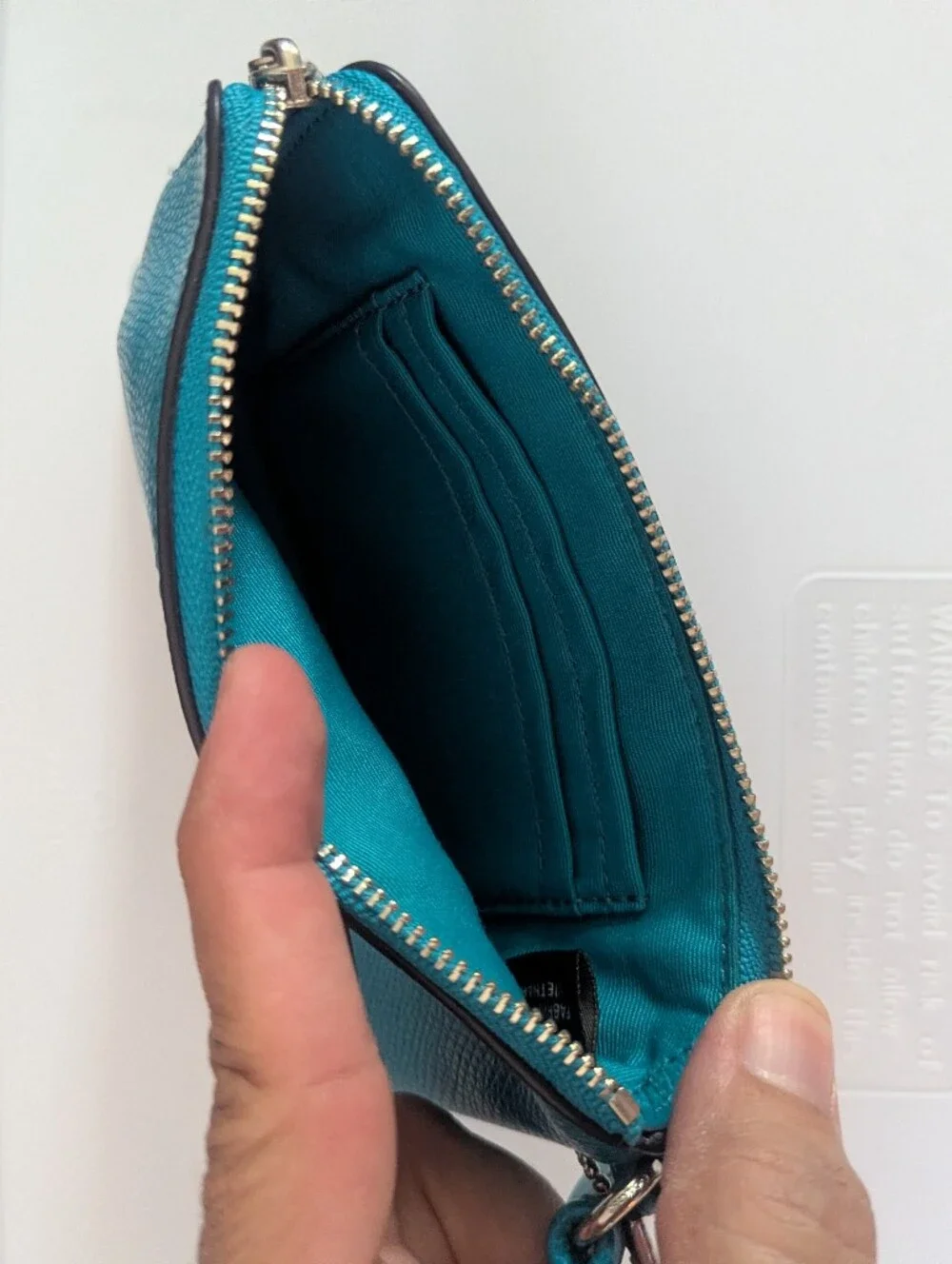 Coach Teal Leather Wristlet